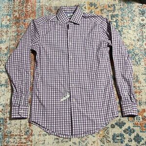 NWT Joseph Abboud button down purple grey check